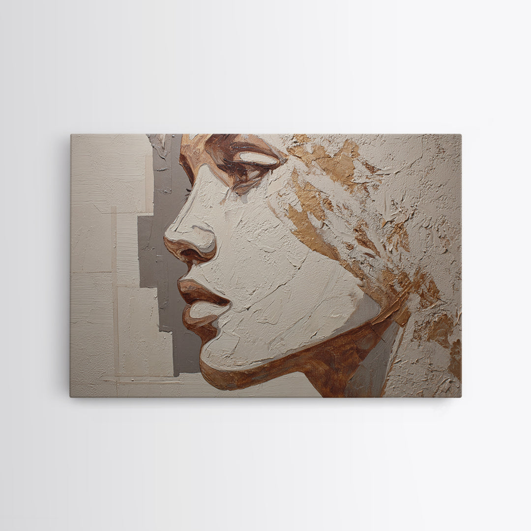 Monochrome Female Profile Canvas Print, Black and White Art, Modern Decor, Living Room Decor, Abstract Art, Monochrome, BAW-3x2-29