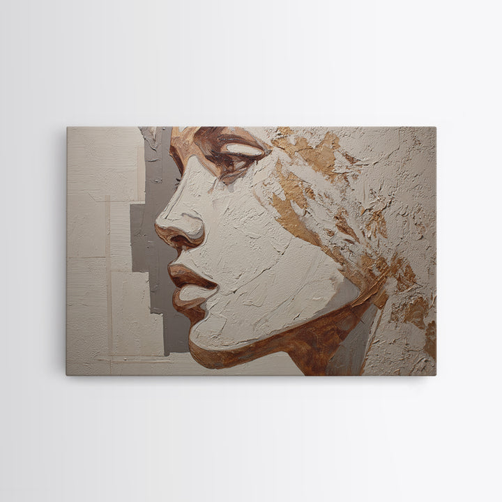 Monochrome Female Profile Canvas Print, Black and White Art, Modern Decor, Living Room Decor, Abstract Art, Monochrome, BAW-3x2-29