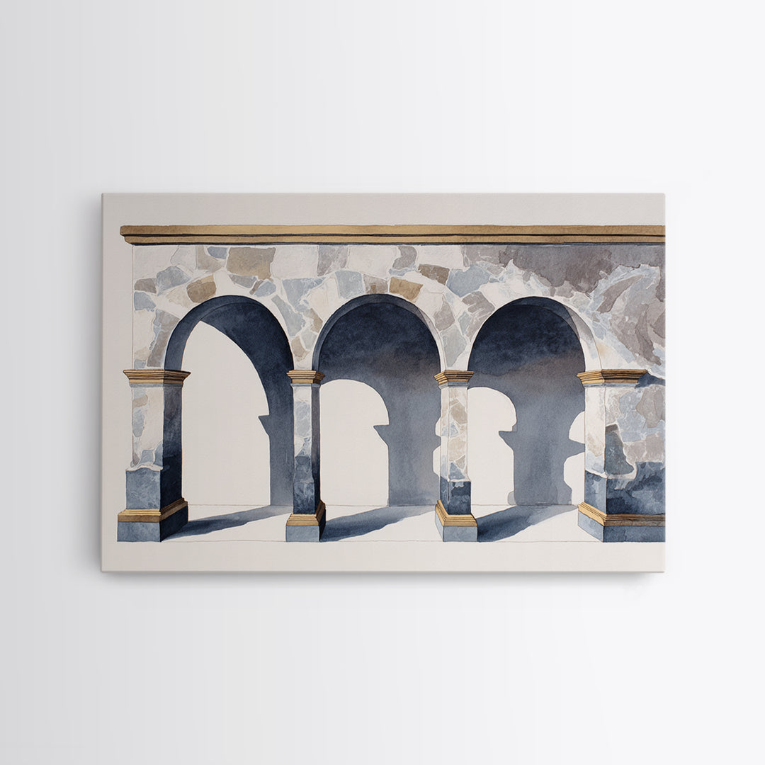 High Contrast Architectural Arches and Shadows Canvas Print, Black and White Art, Statement Artwork, Living Room Decor, BAW-3x2-31