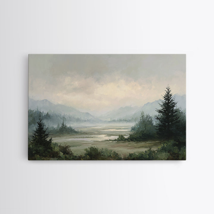 Misty Bridge Landscape Framed Canvas Print, Black and White Art, Art Prints, Living Room Decor, Fine Art, Monochrome, BAW-3x2-47