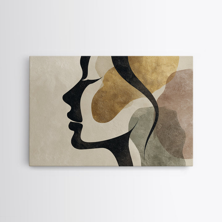 Monochrome Female Profile Canvas Print, Black and White Art, Modern Decor, Living Room Decor, Abstract Art, Monochrome, BAW-3x2-53