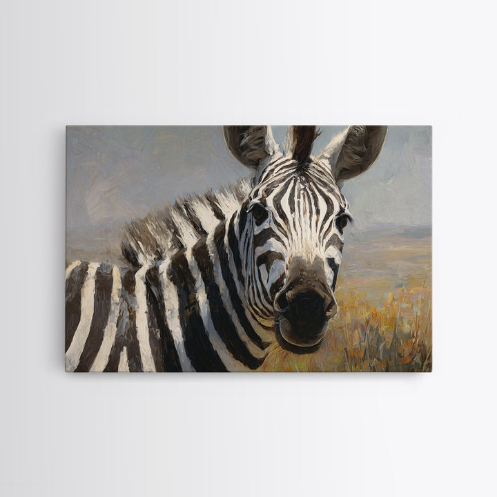 Zebra Stripe Closeup as Graphic Abstraction Canvas Print, Black and White Art, Textured Painting, Living Room Decor, Monochrome, BAW-3x2-60