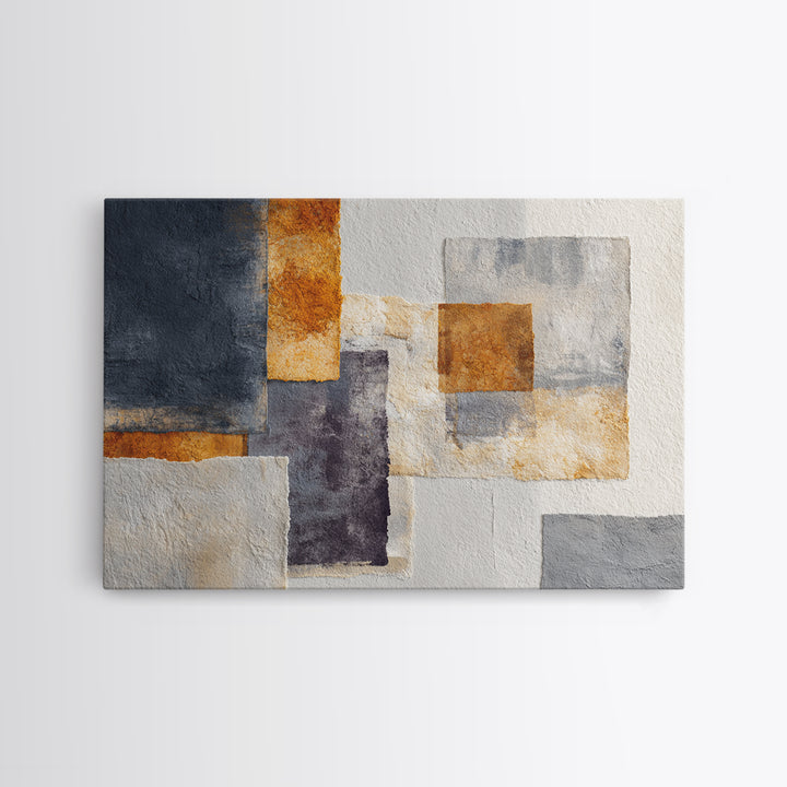 Geometric Bauhaus Grayscale Shapes Canvas Print, Black and White Art, Abstract Wall Art, Living Room Decor, Monochrome, BAW-3x2-70