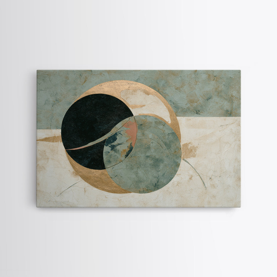 Large Circle and Line Abstract Canvas Print, Black and White Art, Luxury Decor, Living Room Decor, Abstract Art, Monochrome, BAW-3x2-76