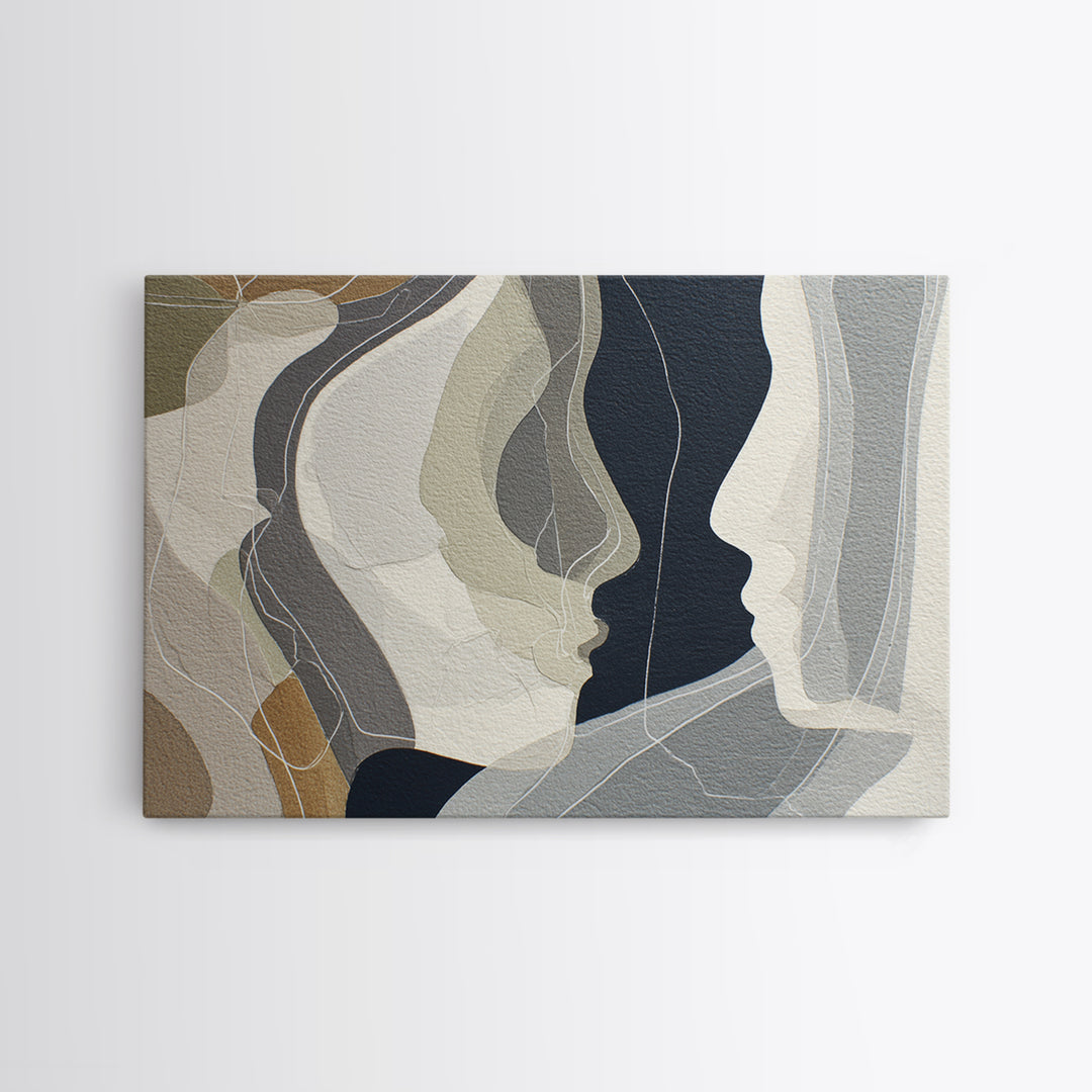 Monochrome Female Profile Framed Canvas Print, Black and White Art, Room Decor, Living Room Decor, Abstract Art, Monochrome, BAW-3x2-77