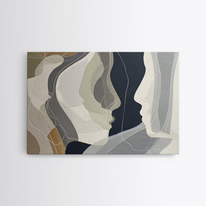 Monochrome Female Profile Framed Canvas Print, Black and White Art, Room Decor, Living Room Decor, Abstract Art, Monochrome, BAW-3x2-77