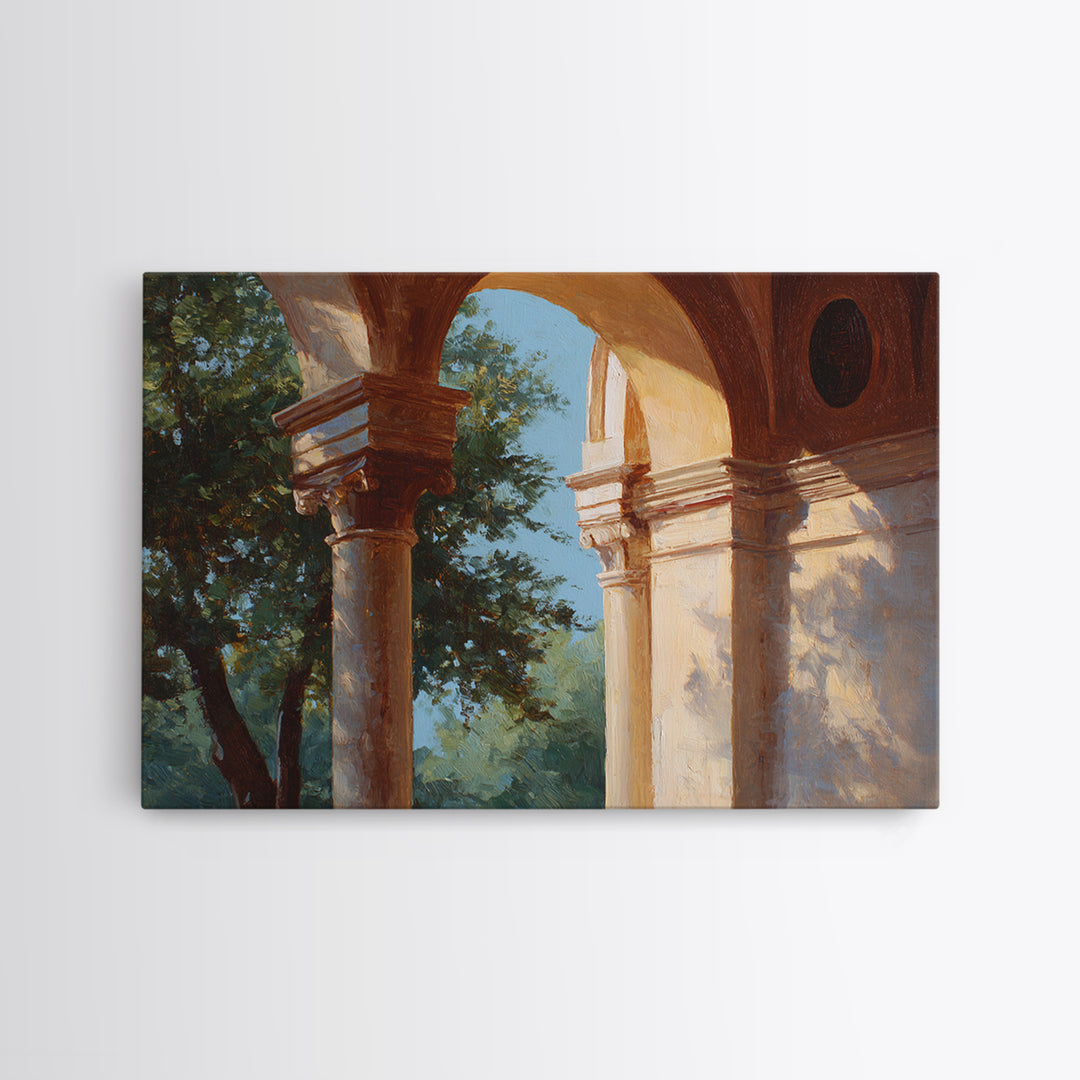 High Contrast Architectural Arches and Shadows Canvas Print, Black and White Art, Luxury Decor, Living Room Decor, Monochrome, BAW-3x2-79