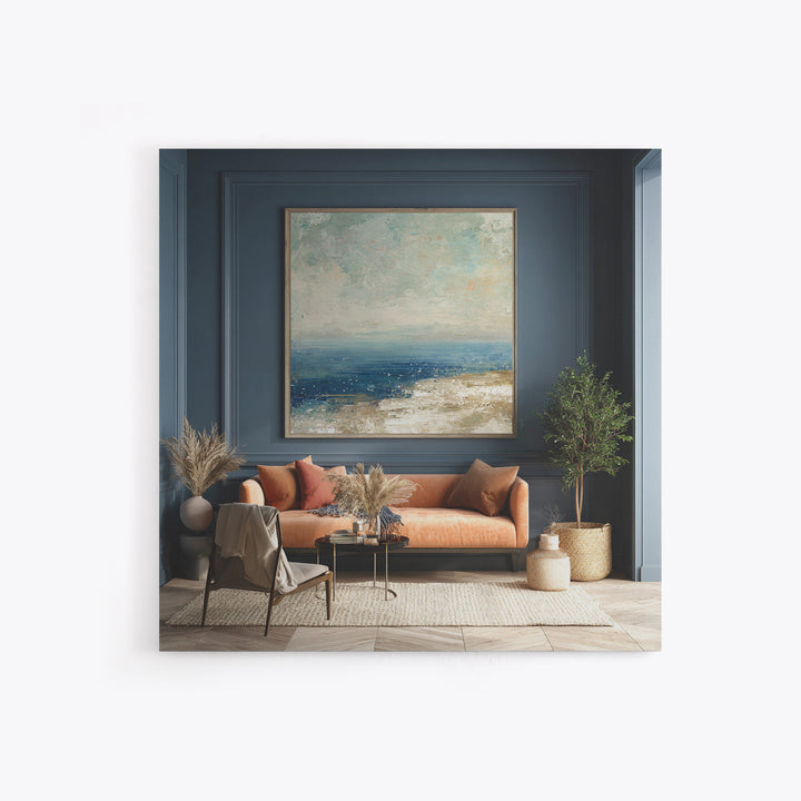 Coastal Cliffs with Gulls and Sea Spray Framed Canvas Print, Beach Art, Original Art, Coastal Decor, Fine Art, Shore, BEA-1x1-11