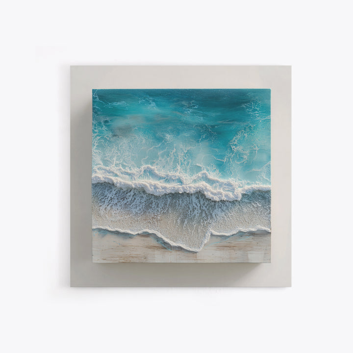 Aerial Turquoise Shoreline Canvas Print, Beach Art, Modern Decor, Coastal Decor, Fine Art, Shore, Home Decor, Wall Decor, BEA-1x1-25
