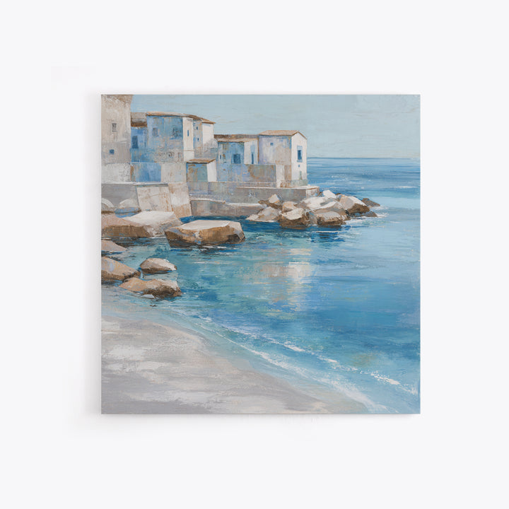 Mediterranean Cove with Clear Water Framed Canvas Print, Beach Art, Beach, Coastal Decor, Fine Art, Shore, Beach Decor, BEA-1x1-44