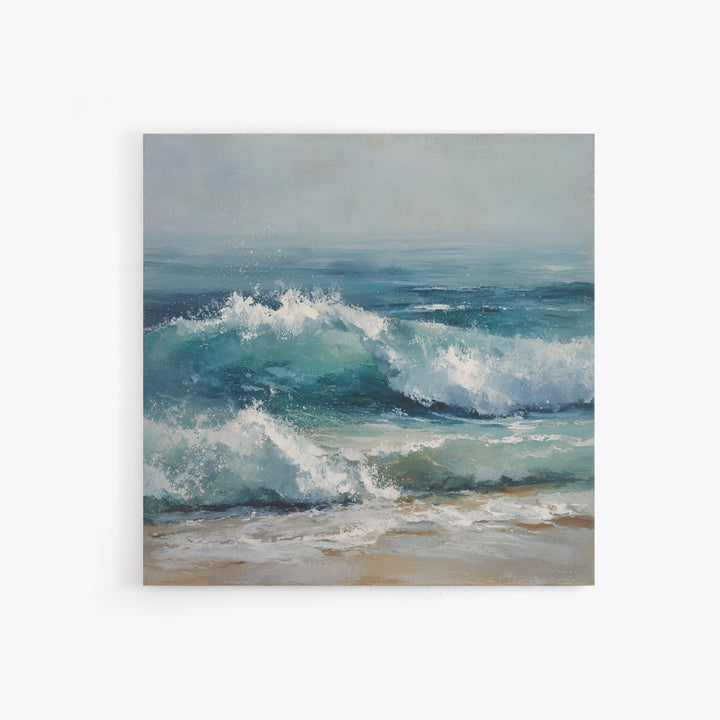 Stormy Ocean Wave Canvas Print, Beach Art, Textured Painting, Coastal Decor, Oil Painting, Shore, Digital Wall Art, BEA-1x1-81
