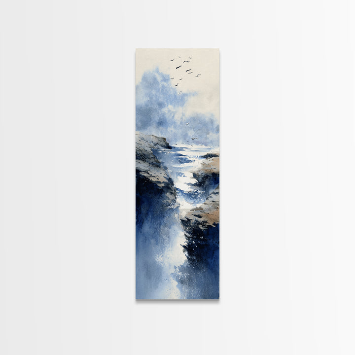Coastal Cliffs with Gulls and Sea Spray Canvas Print, Beach Art, Wall Decor, Coastal Decor, Fine Art, Shore, Whimsical Decor, BEA-1x3-23
