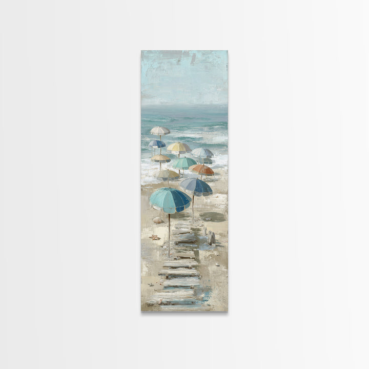 Beach Umbrella Pattern Canvas Print, Beach Art, Contemporary Art, Coastal Decor, Fine Art, Shore, Original Art, Abstract Art, BEA-1x3-44