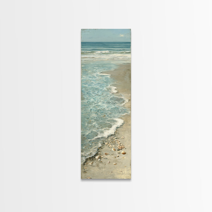 Mediterranean Cove with Clear Water Framed Canvas Print, Beach Art, Statement Artwork, Coastal Decor, Fine Art, Shore, BEA-1x3-8