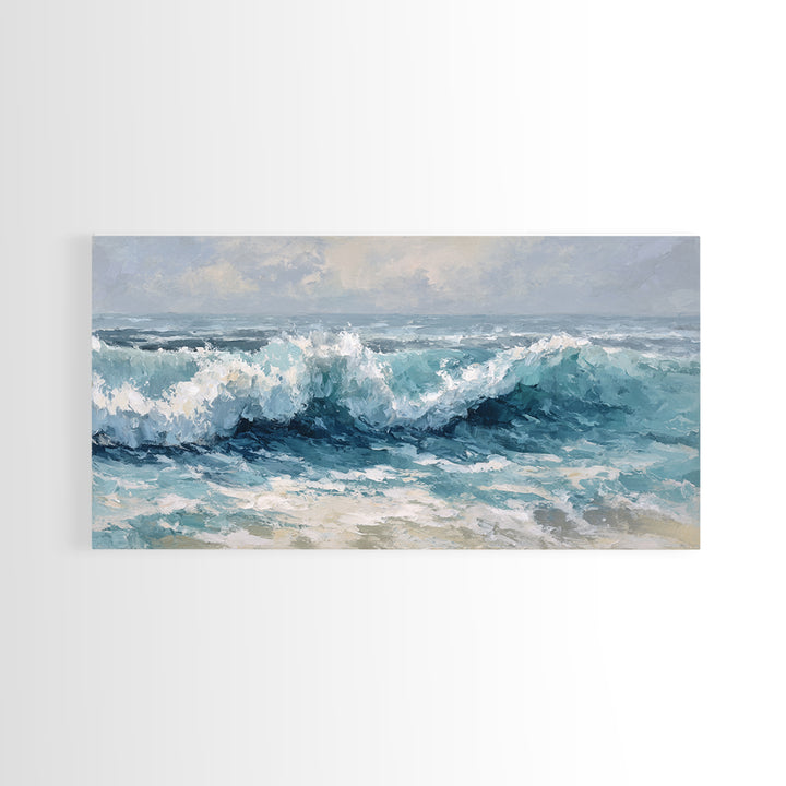 Stormy Ocean Wave Framed Canvas Print, Beach Art, Art, Coastal Decor, Fine Art, Shore, Abstract Wall Art, Whimsical Decor, BEA-2x1-29