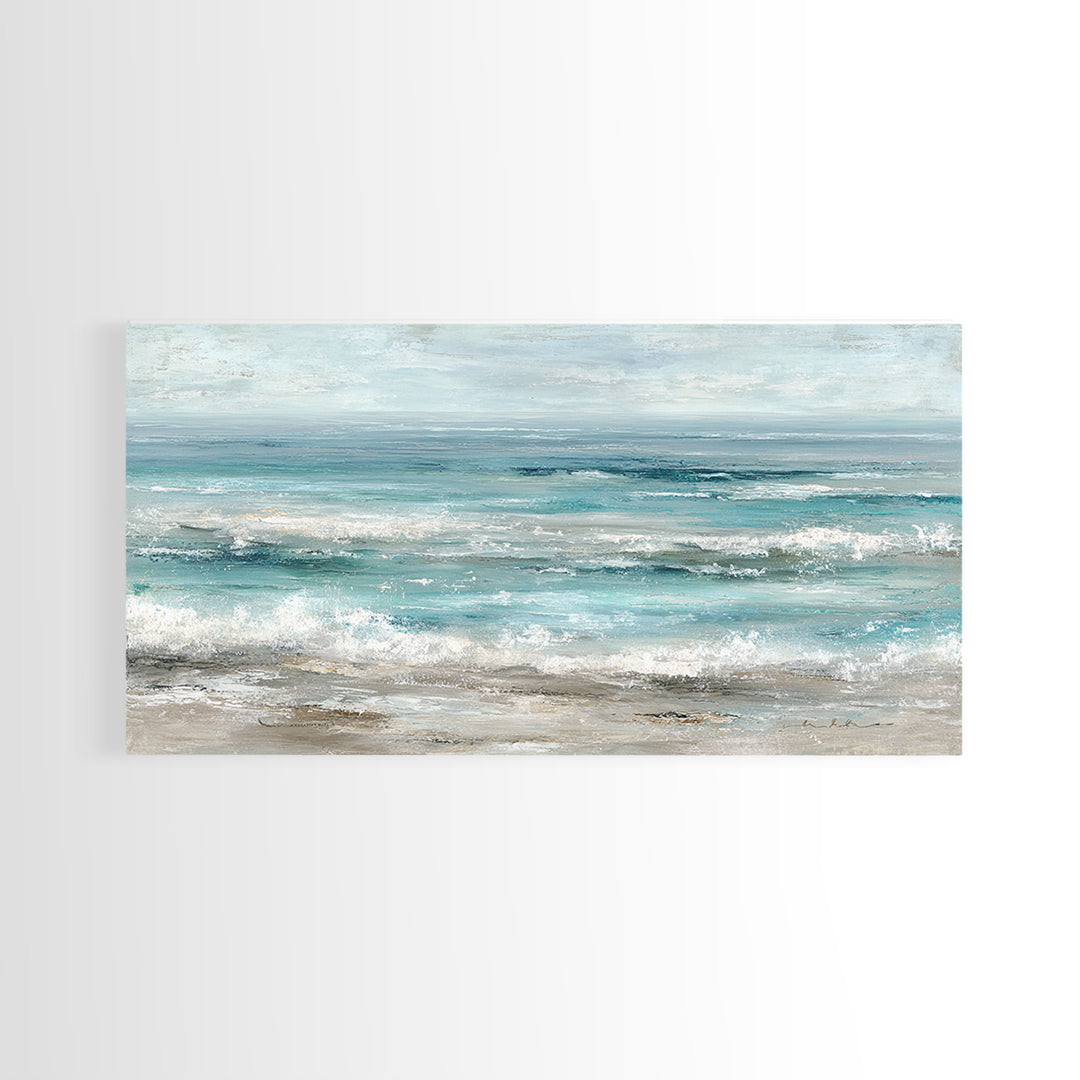 Mediterranean Cove with Clear Water Framed Canvas Print, Beach Art, Home Decor, Coastal Decor, Fine Art, Shore, Printable Art, BEA-2x1-40