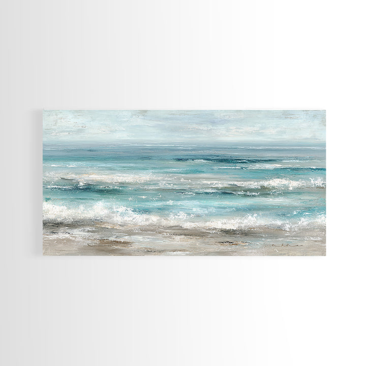 Mediterranean Cove with Clear Water Framed Canvas Print, Beach Art, Home Decor, Coastal Decor, Fine Art, Shore, Printable Art, BEA-2x1-40