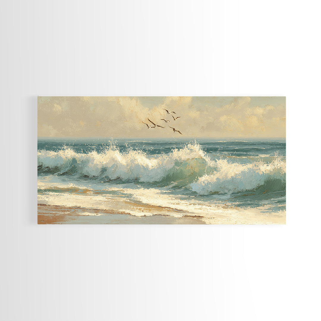 Stormy Ocean Wave Framed Canvas Print, Beach Art, Art, Coastal Decor, Fine Art, Shore, Abstract Wall Art, Whimsical Decor, BEA-2x1-5
