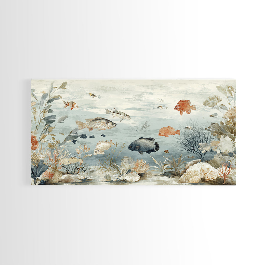 Coral Reef Fish Canvas Print, Beach Art, Contemporary Art, Coastal Decor, Fine Art, Shore, Original Art, Abstract Art, BEA-2x1-54