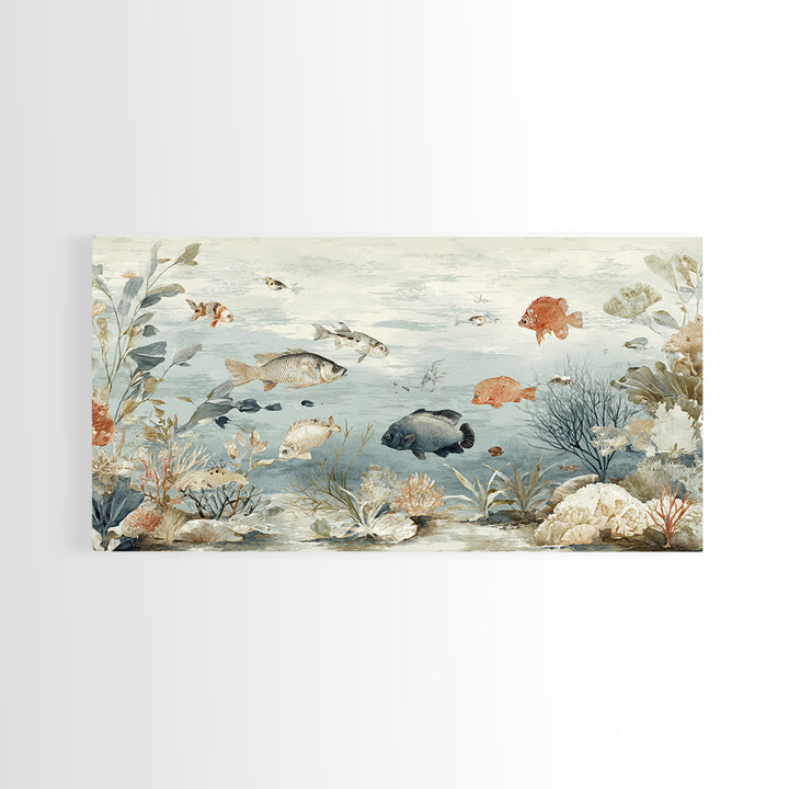 Coral Reef Fish Canvas Print, Beach Art, Contemporary Art, Coastal Decor, Fine Art, Shore, Original Art, Abstract Art, BEA-2x1-54