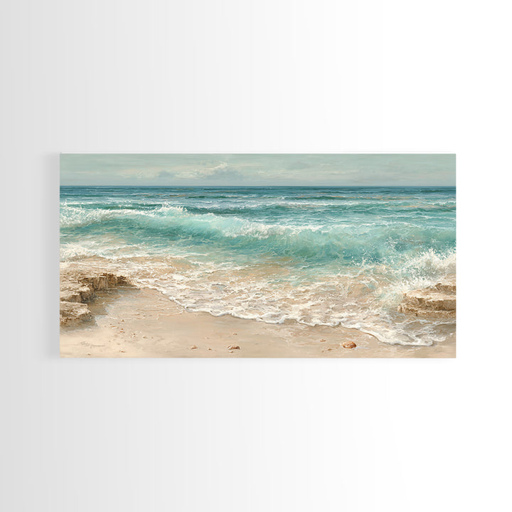 Mediterranean Cove with Clear Water Canvas Print, Beach Art, Printable Wall Art, Coastal Decor, Shore, Living Room Wall Art, BEA-2x1-64