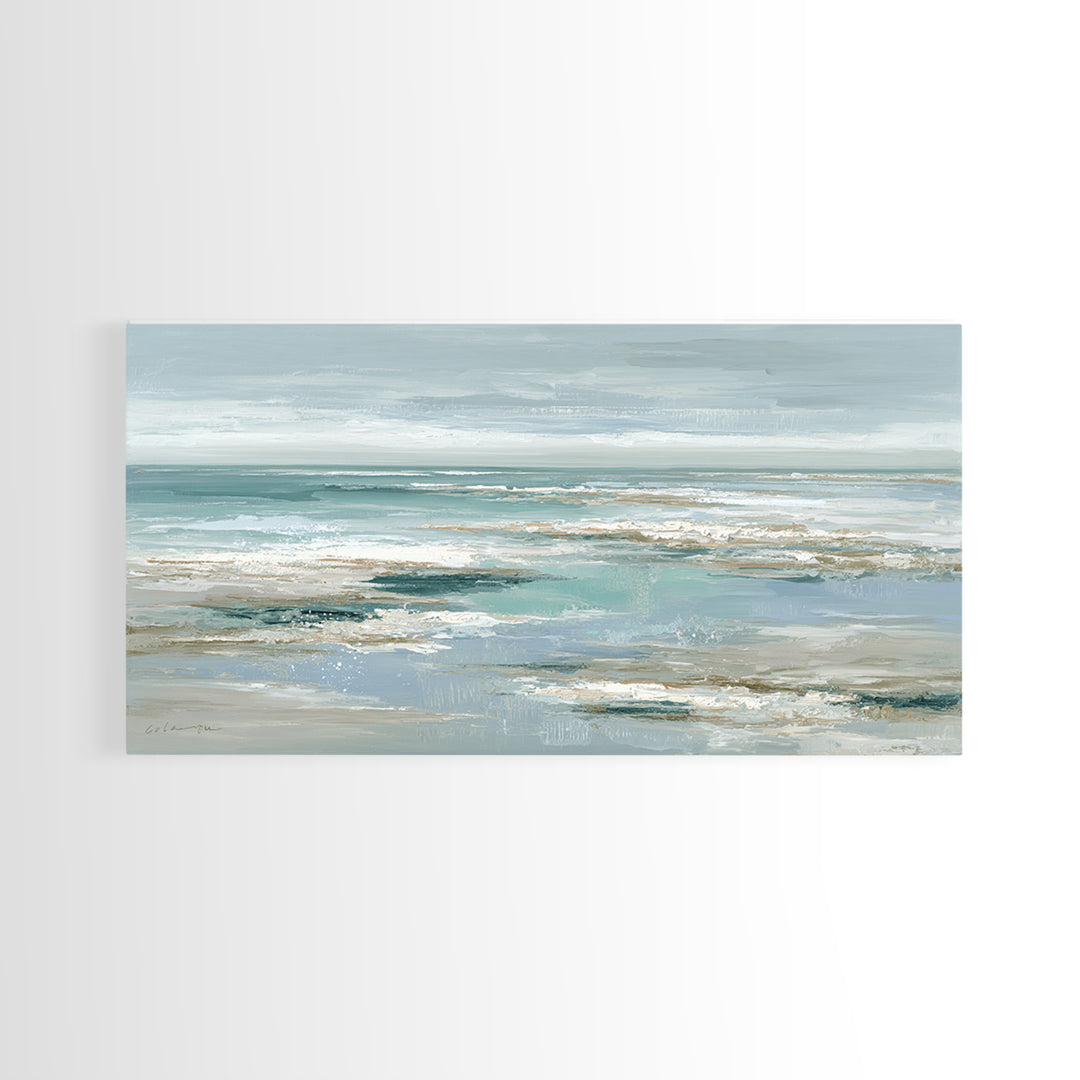 Seashell Collection Painted Like Natural Specimens Framed Canvas Print, Beach Art, Digital Wall Art, Coastal Decor, Shore, BEA-2x1-72