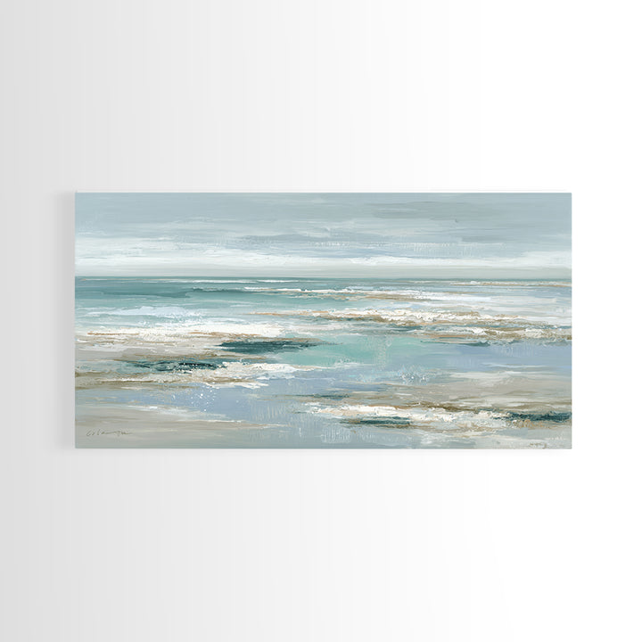 Seashell Collection Painted Like Natural Specimens Framed Canvas Print, Beach Art, Digital Wall Art, Coastal Decor, Shore, BEA-2x1-72