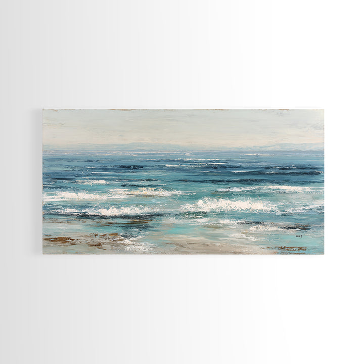 Abstract Ocean Horizon Framed Canvas Print, Beach Art, Wall Art Print, Coastal Decor, Shore, Beach Prints, Gallery Decor, BEA-2x1-84