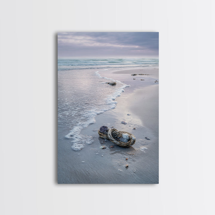 Pink Sunrise Reflected on Wet Sand Framed Canvas Print, Beach Art, Boho Decor, Coastal Decor, Abstract Art, Shore, Art Prints, BEA-2x3-26