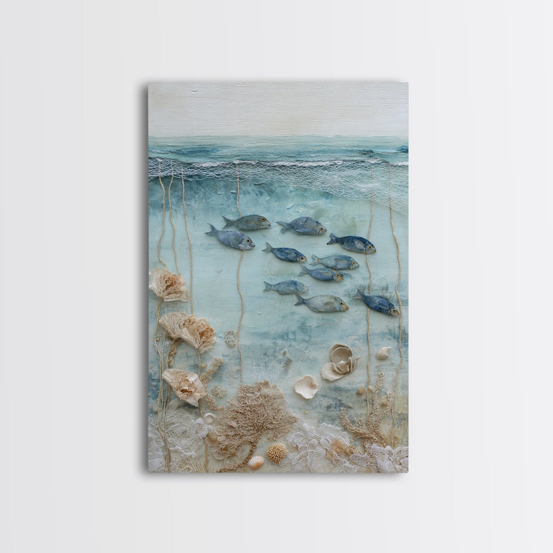 Coral Reef Fish Canvas Print, Beach Art, Home Decor, Coastal Decor, Oil Painting, Shore, Printable Art, Abstract Wall Art, BEA-2x3-66