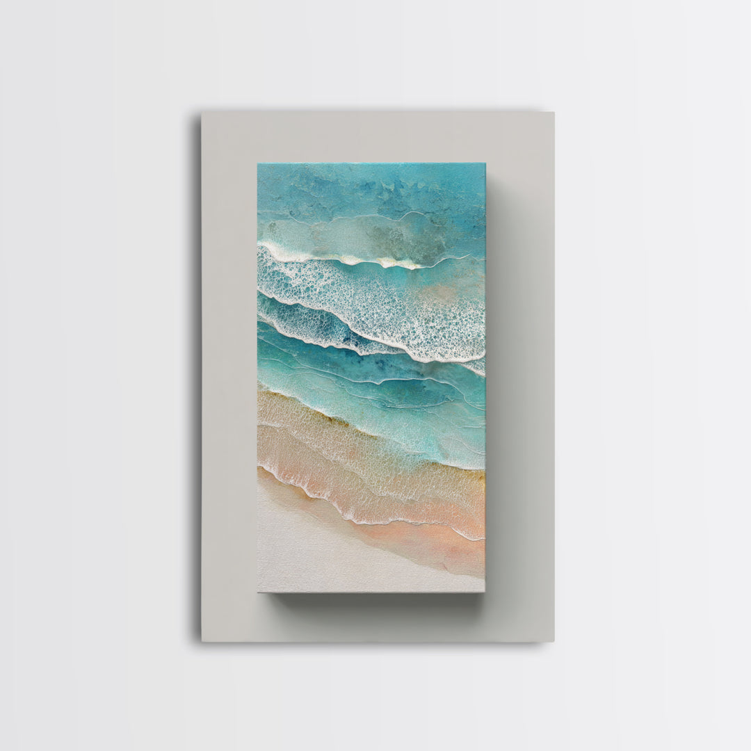 Aerial Turquoise Shoreline Canvas Print, Beach Art, Art, Coastal Decor, Fine Art, Shore, Abstract Wall Art, Whimsical Decor, BEA-2x3-9