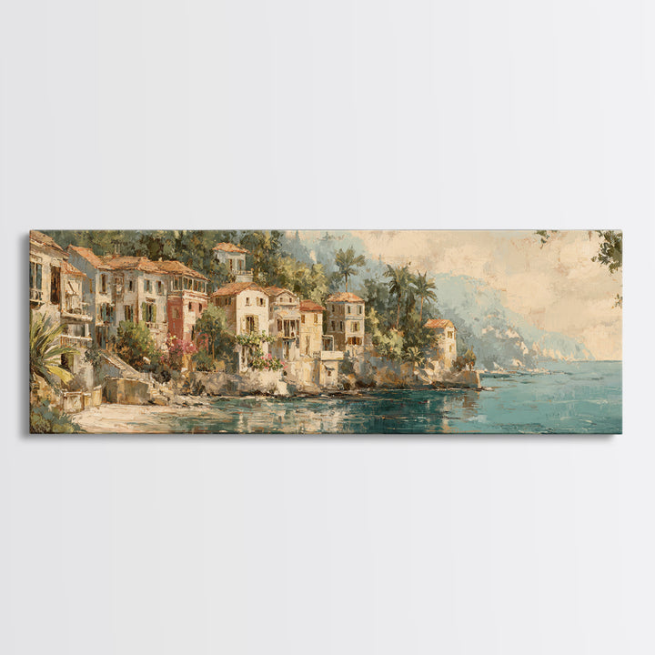 Mediterranean Cove with Clear Water Canvas Print, Beach Art, Beach Prints, Coastal Decor, Fine Art, Shore, Minimalist Decor, BEA-3x1-36