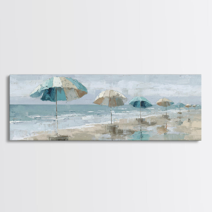 Beach Umbrella Pattern Framed Canvas Print, Beach Art, Wall Art, Coastal Decor, Fine Art, Shore, Abstract Art, Printable Art, BEA-3x1-72