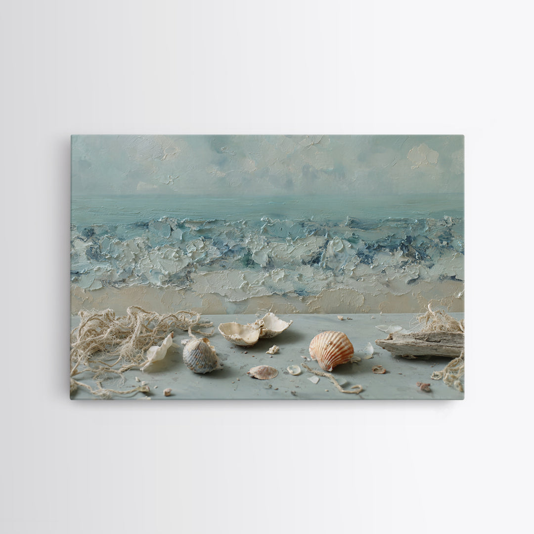 Seashell Collection Painted Like Natural Specimens Canvas Print, Beach Art, Wall Art Print, Coastal Decor, Fine Art, Shore, BEA-3x2-32