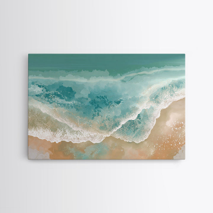 Aerial Turquoise Shoreline Canvas Print, Beach Art, Modern Art, Coastal Decor, Fine Art, Shore, Luxury Decor, Art Print, BEA-3x2-53