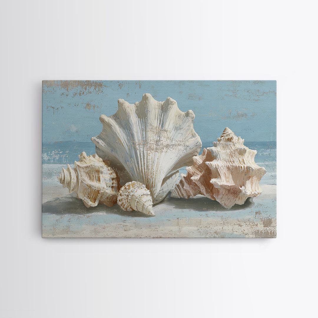 Seashell Collection Painted Like Natural Specimens Canvas Print, Beach Art, Whimsical Art, Coastal Decor, Fine Art, Shore, BEA-3x2-56