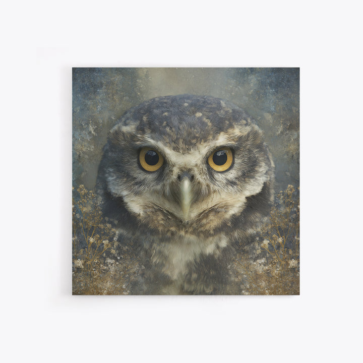 Owl Portrait with Wise Golden Eyes Canvas Print, Bird Art, Room Decor, Living Room Decor, Fine Art, Flight, Digital Print, BIR-1x1-77