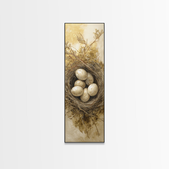 Bird Nest with Eggs and Delicate Twigs Canvas Print, Bird Art, Mcm Decor, Living Room Decor, Fine Art, Flight, Neutral Decor, BIR-1x3-10