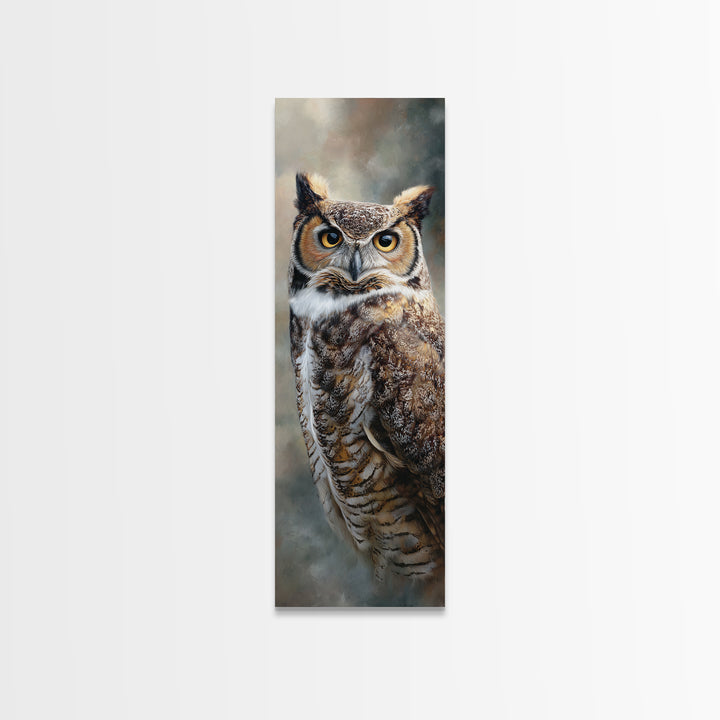 Owl Portrait with Wise Golden Eyes Canvas Print, Bird Art, Gallery Wall, Living Room Decor, Fine Art, Flight, Gallery Decor, BIR-1x3-41