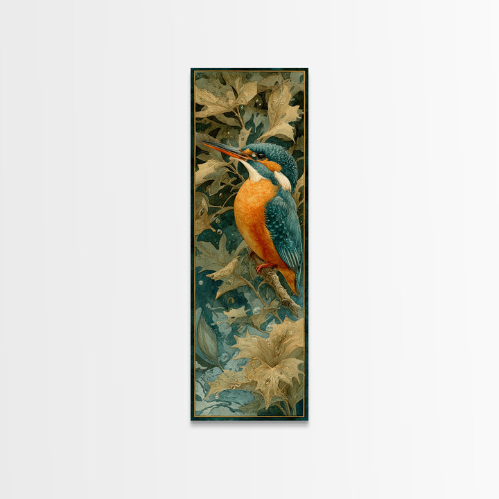 Kingfisher Diving Toward Blue Water Canvas Print, Bird Art, Bird Wall Art, Living Room Decor, Fine Art, Flight, Art Print, BIR-1x3-95