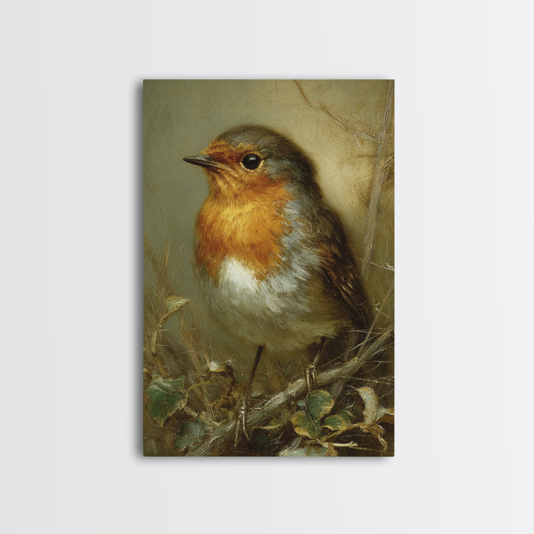 Robin in a Spring Garden with Soft Canvas Print, Bird Art, Art Print, Living Room Decor, Fine Art, Flight, Original Art, BIR-2x3-23