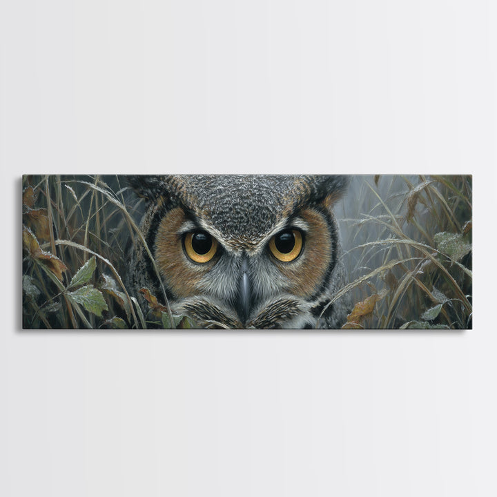 Owl Portrait with Wise Golden Eyes Canvas Print, Bird Art, Gallery Wall, Living Room Decor, Fine Art, Flight, Gallery Decor, BIR-3x1-21