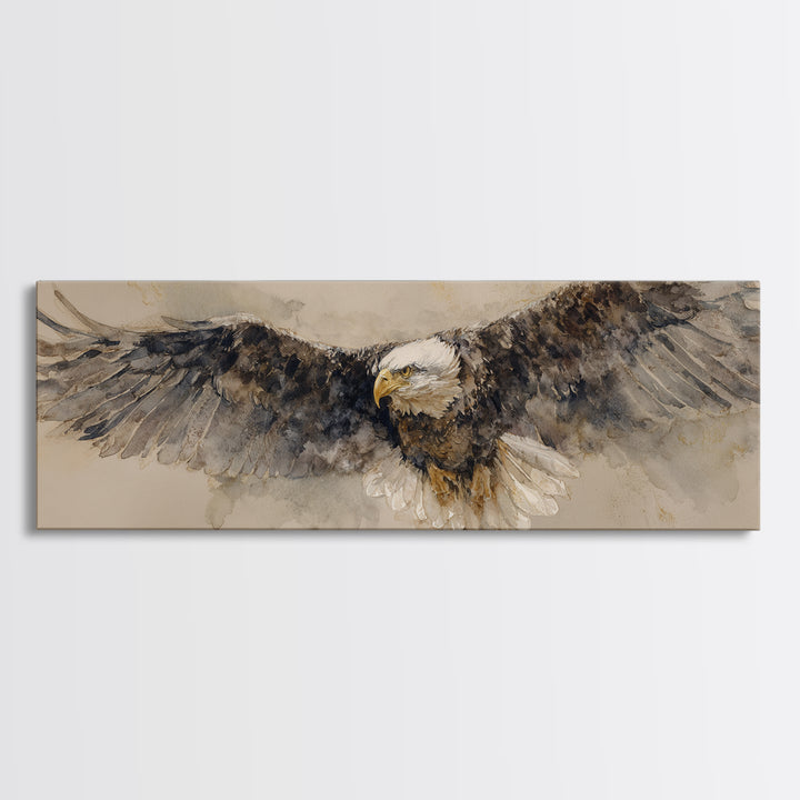 Eagle Portrait with Dramatic Mountain Wind Canvas Print, Bird Art, Home Decor, Living Room Decor, Flight, Modern Wall Art, BIR-3x1-76