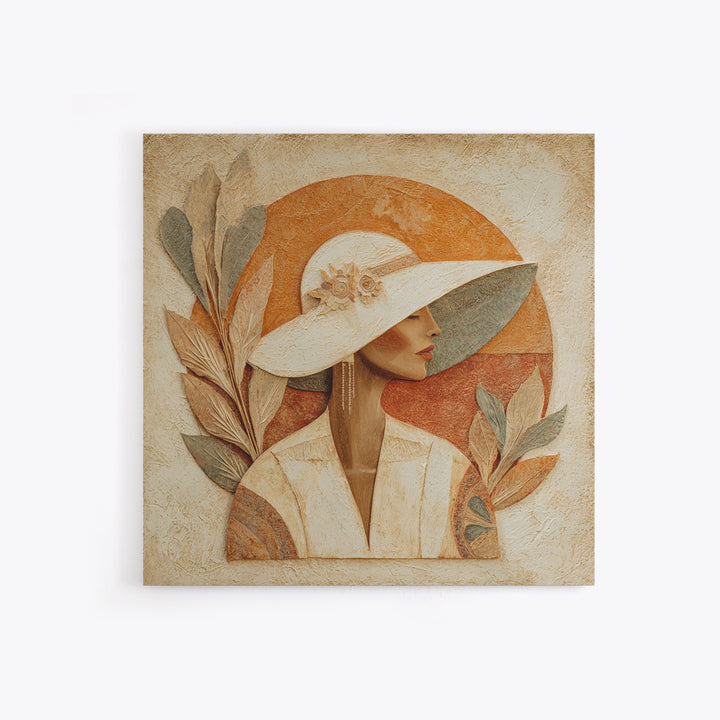 Desert Woman Portrait Canvas Print, Boho Art, Abstract Art, Living Room Decor, Oil Painting, Bohemian 015, Set of Prints, BOH-1x1-15