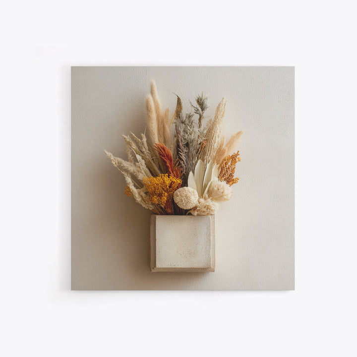 Bohemian Vase with Dried Pampas Grass Framed Canvas Print, Boho Art, Prints, Living Room Decor, Abstract Art, Bohemian, BOH-1x1-33