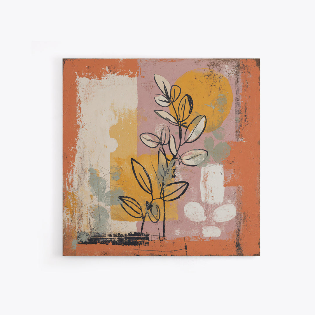 Minimal Black Line Figure Canvas Print, Boho Art, Living Room Decor, Watercolor Art, Bohemian, Abstract Wall Art, BOH-1x1-36