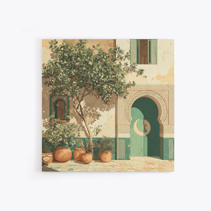Sage Green Eucalyptus and Crescent Moon Framed Canvas Print, Boho Art, Digital Print, Living Room Decor, Fine Art, Bohemian, BOH-1x1-47