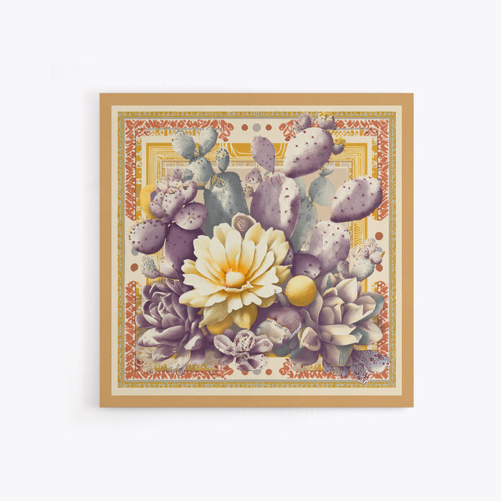 Desert Sun with Cactus and Warm Clay Canvas Print, Boho Art, Art, Living Room Decor, Fine Art, Bohemian, Wallart, Art Nouveau, BOH-1x1-49