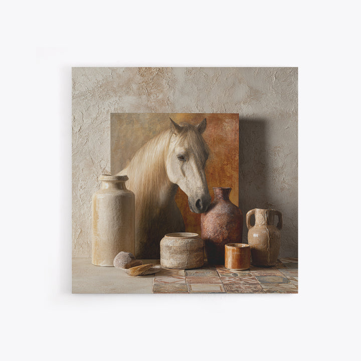Wild Horse in Dusty Golden Light Framed Canvas Print, Boho Art, Boho, Living Room Decor, Fine Art, Bohemian, Wall Art Print, BOH-1x1-56