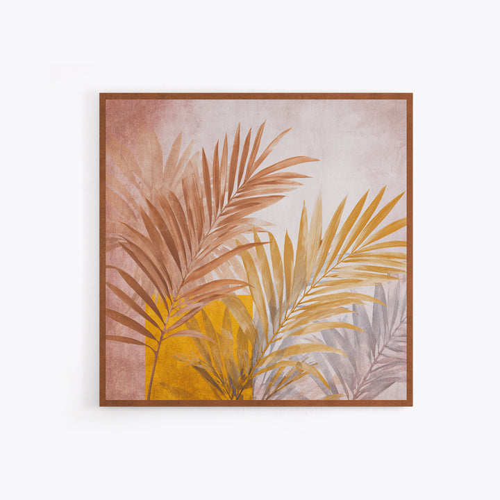 Terracotta Palm Leaves Canvas Print, Boho Art, Printable Wall Art, Living Room Decor, Fine Art, Bohemian, Abstract Wall Art, BOH-1x1-77